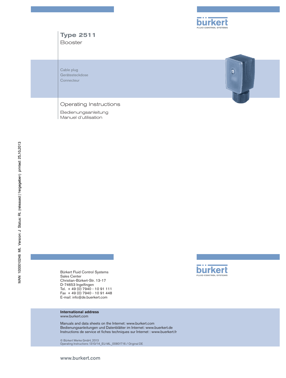 Burkert Type 2511 User Manual | 12 pages