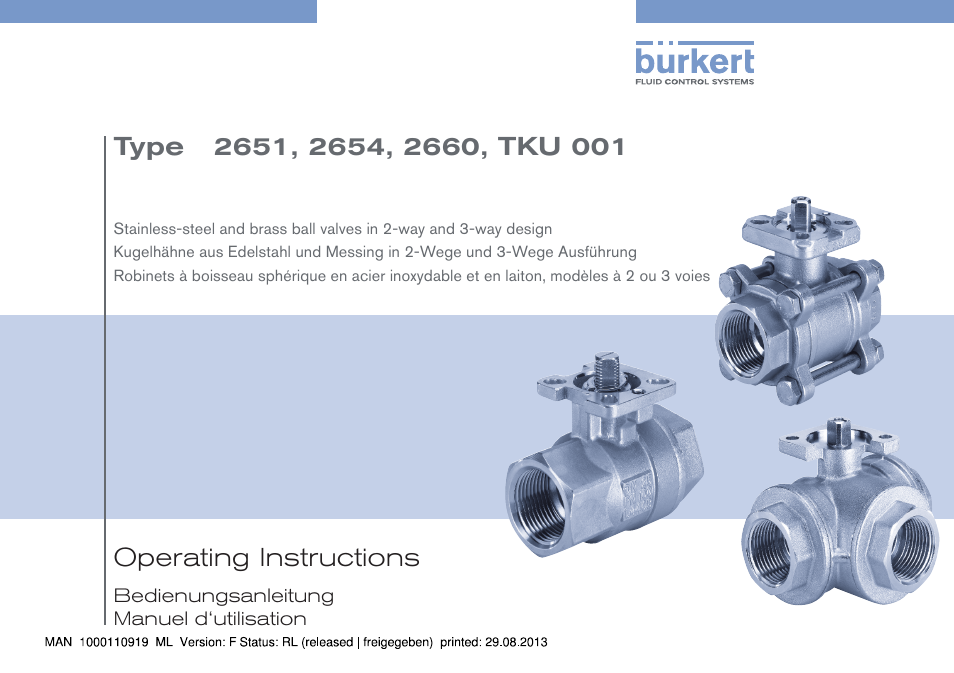 Burkert Type TKU001 User Manual | 34 pages