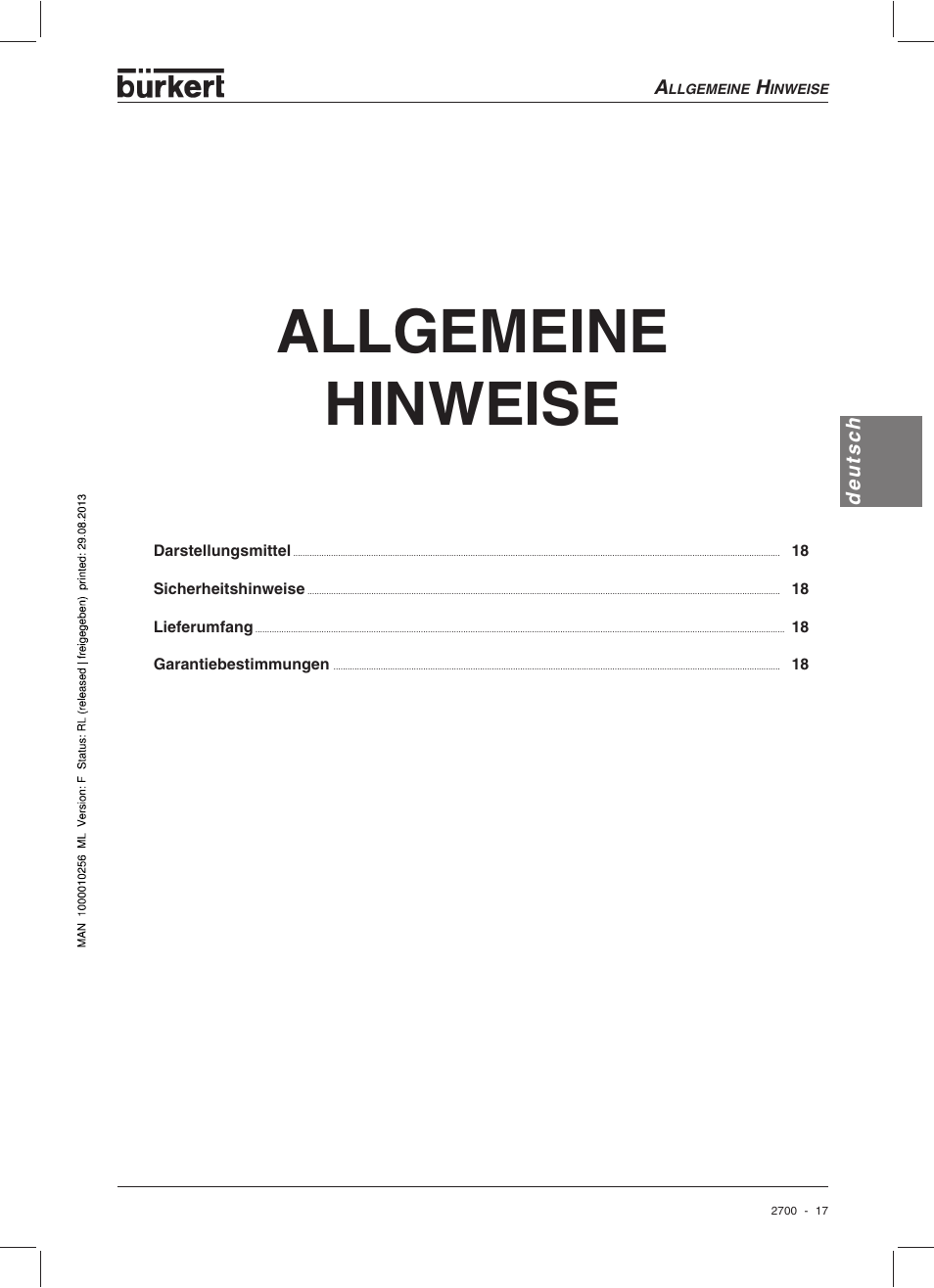 Allgemeine hinweise | Burkert Type 2700 User Manual | Page 19 / 41