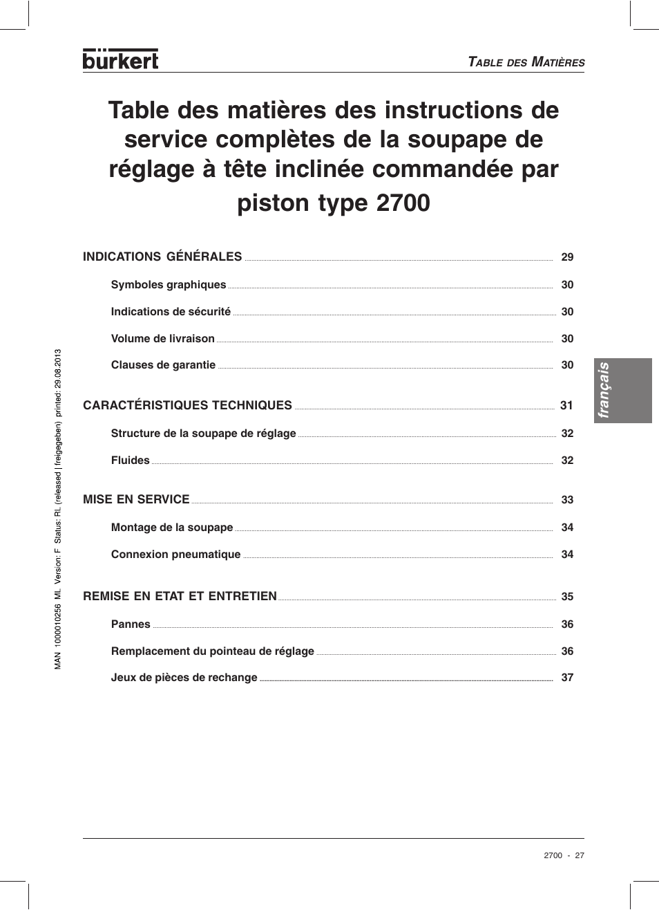 Français | Burkert Type 2700 User Manual | Page 29 / 41