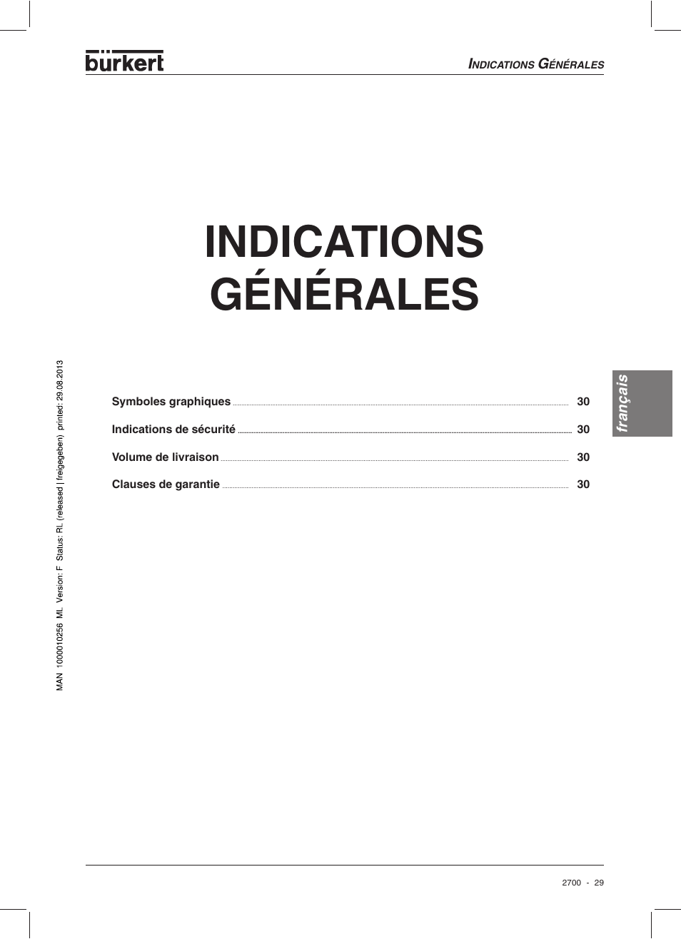 Indications générales | Burkert Type 2700 User Manual | Page 31 / 41