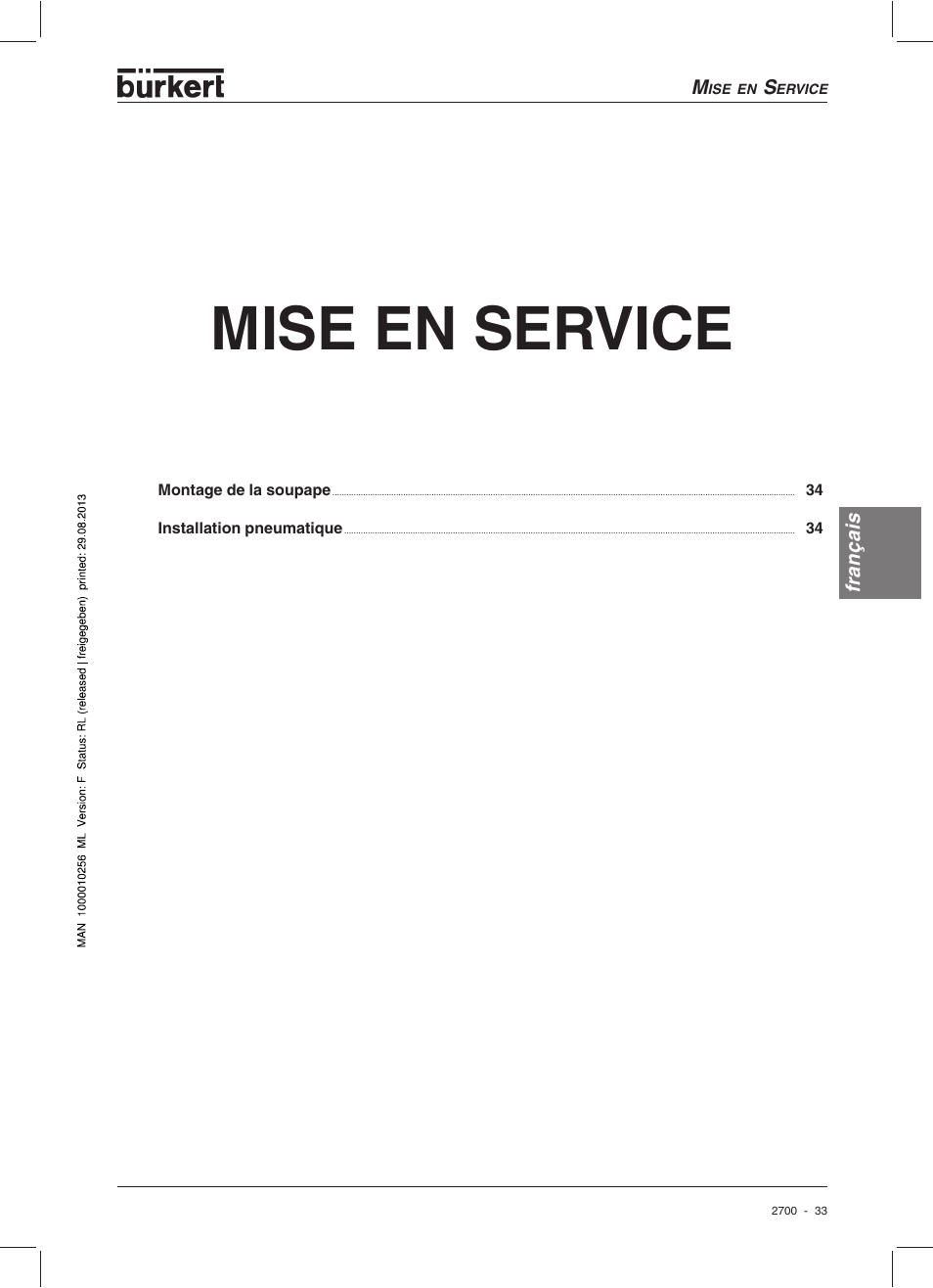 Mise en service | Burkert Type 2700 User Manual | Page 35 / 41