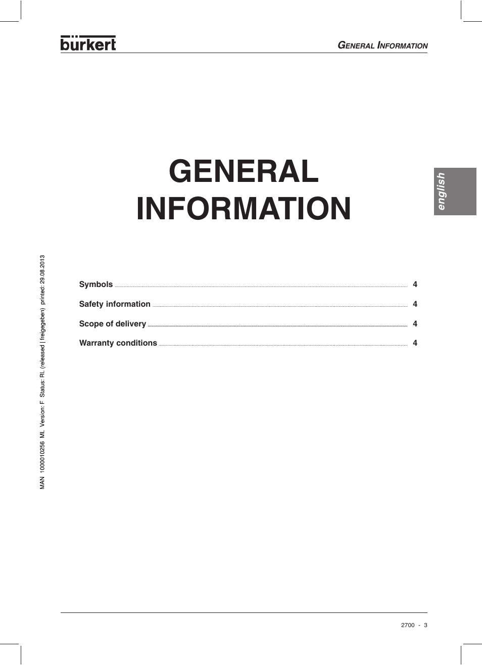General information | Burkert Type 2700 User Manual | Page 5 / 41