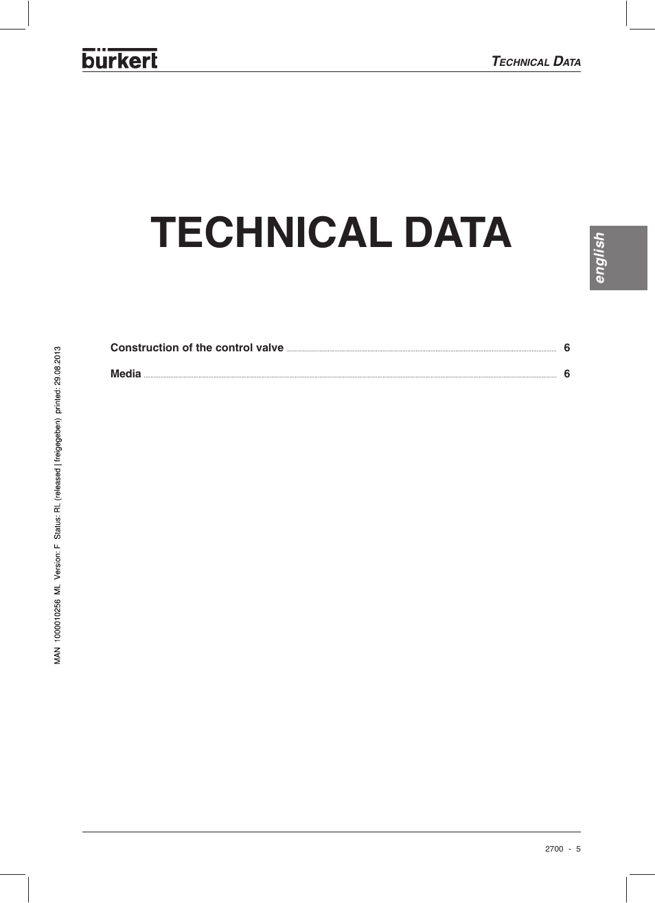 Technical data | Burkert Type 2700 User Manual | Page 7 / 41