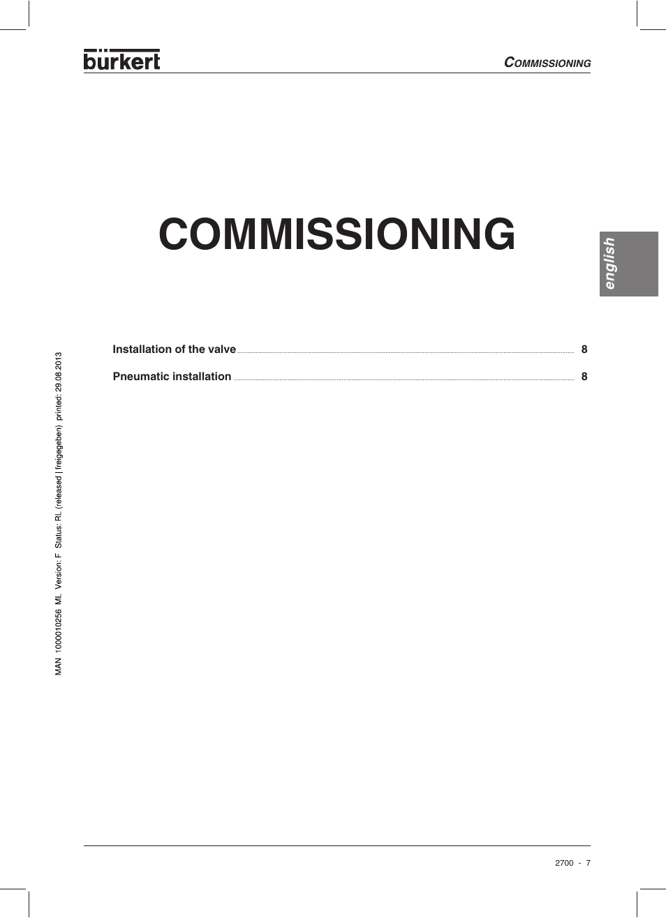 Commissioning | Burkert Type 2700 User Manual | Page 9 / 41