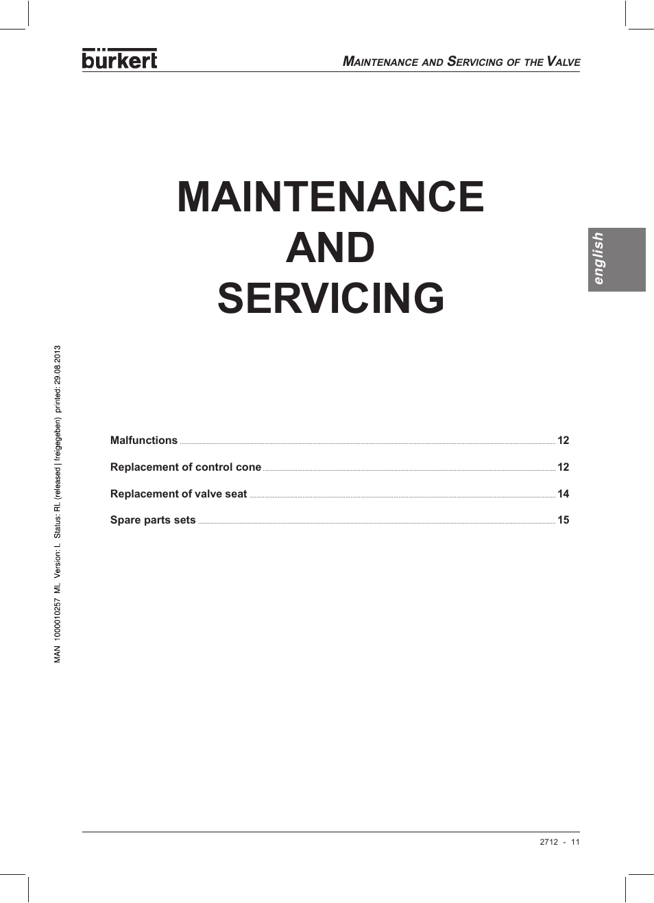 Maintenance and servicing | Burkert Type 2712 User Manual | Page 13 / 52