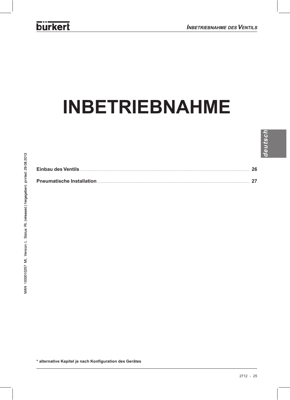 Inbetriebnahme | Burkert Type 2712 User Manual | Page 25 / 52