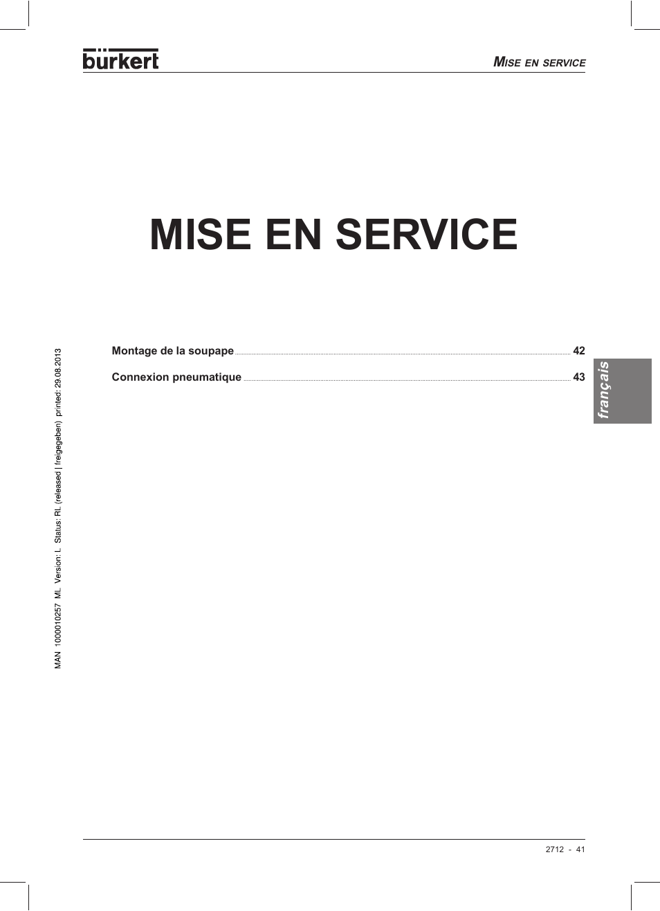 Mise en service | Burkert Type 2712 User Manual | Page 41 / 52