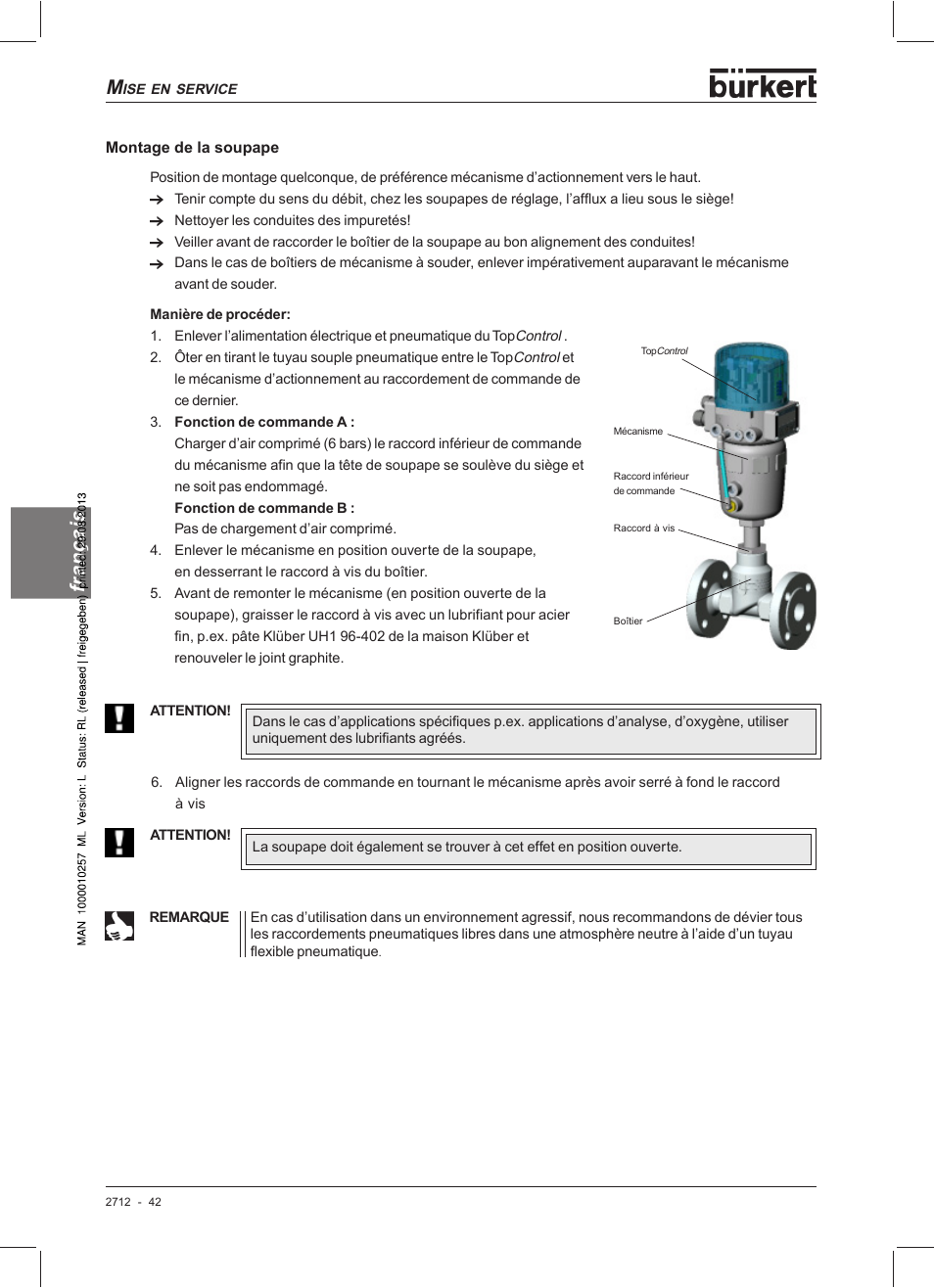 Français | Burkert Type 2712 User Manual | Page 42 / 52