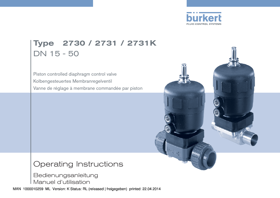 Burkert Type 2731 User Manual | 88 pages