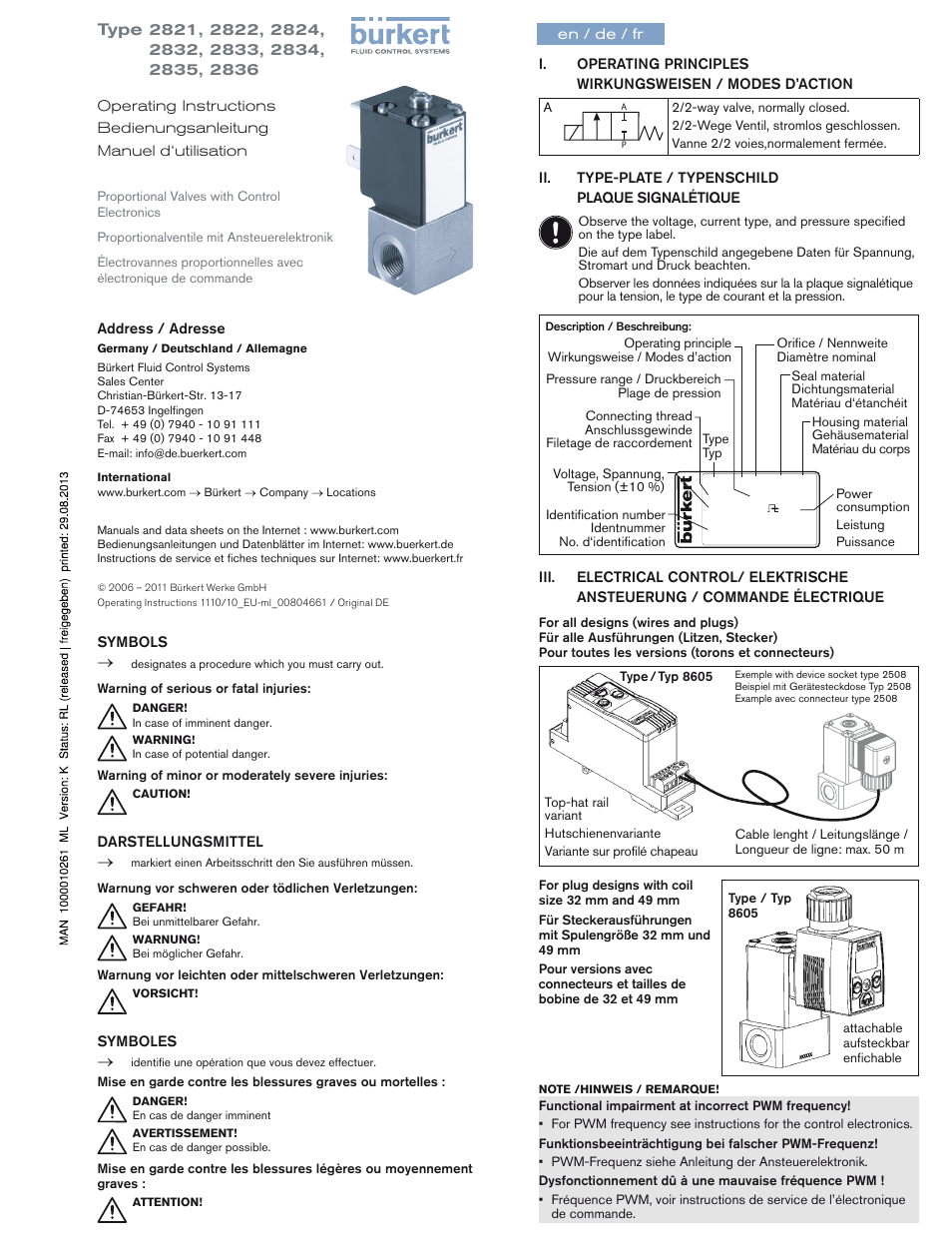 Burkert Type 2836 User Manual | 4 pages