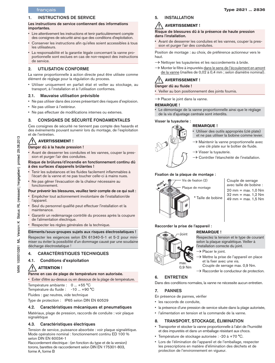 Francais | Burkert Type 2836 User Manual | Page 4 / 4