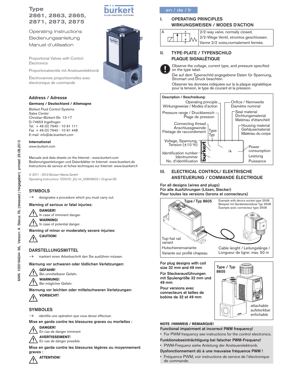 Burkert Type 2875 User Manual | 4 pages