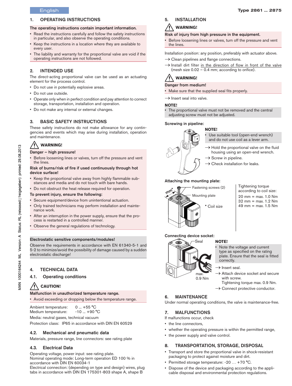 English | Burkert Type 2875 User Manual | Page 2 / 4