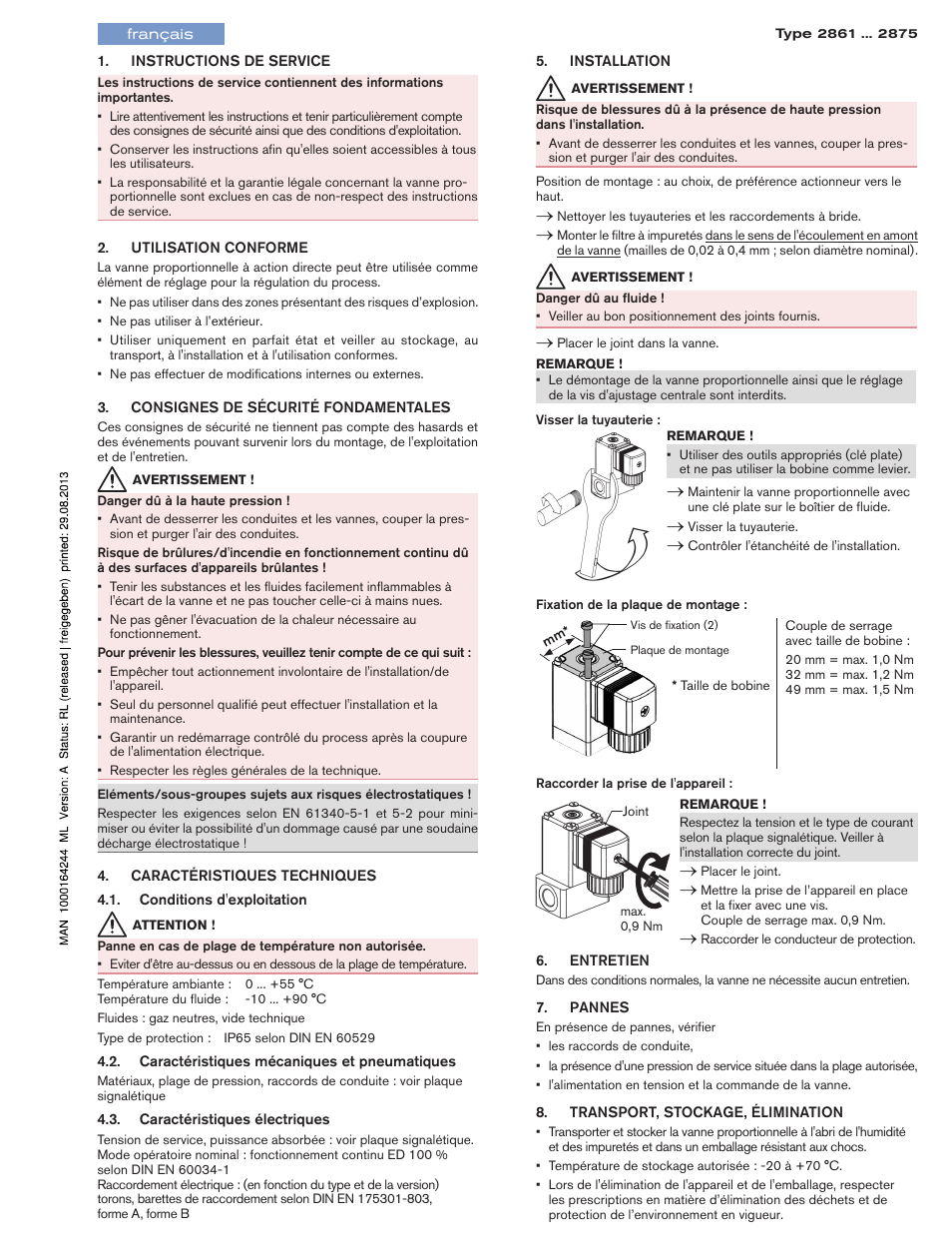 Francais | Burkert Type 2875 User Manual | Page 4 / 4