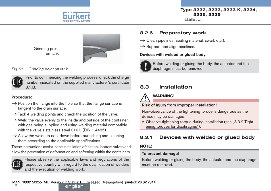 3 installation | Burkert Type 3239 User Manual | Page 16 / 70