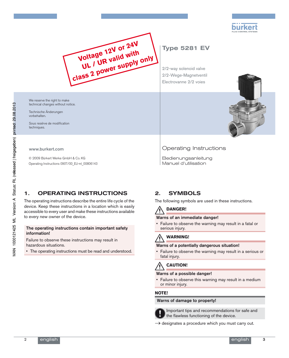 Burkert Type 5281 User Manual | 24 pages