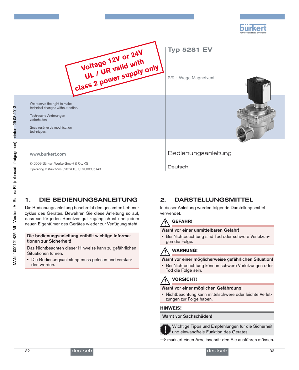 Typ 5281 ev | Burkert Type 5281 User Manual | Page 9 / 24