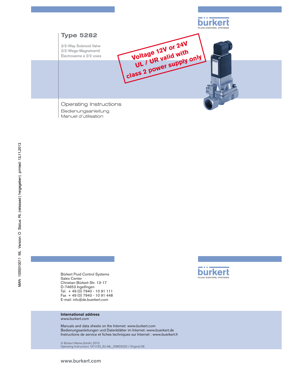 Burkert Type 5282 User Manual | 15 pages