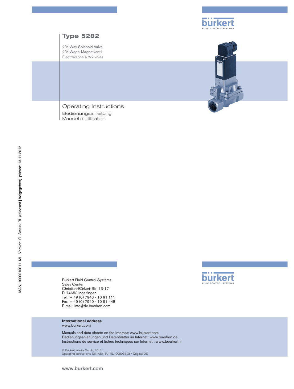 Francais, Type 5282 | Burkert Type 5282 User Manual | Page 11 / 15