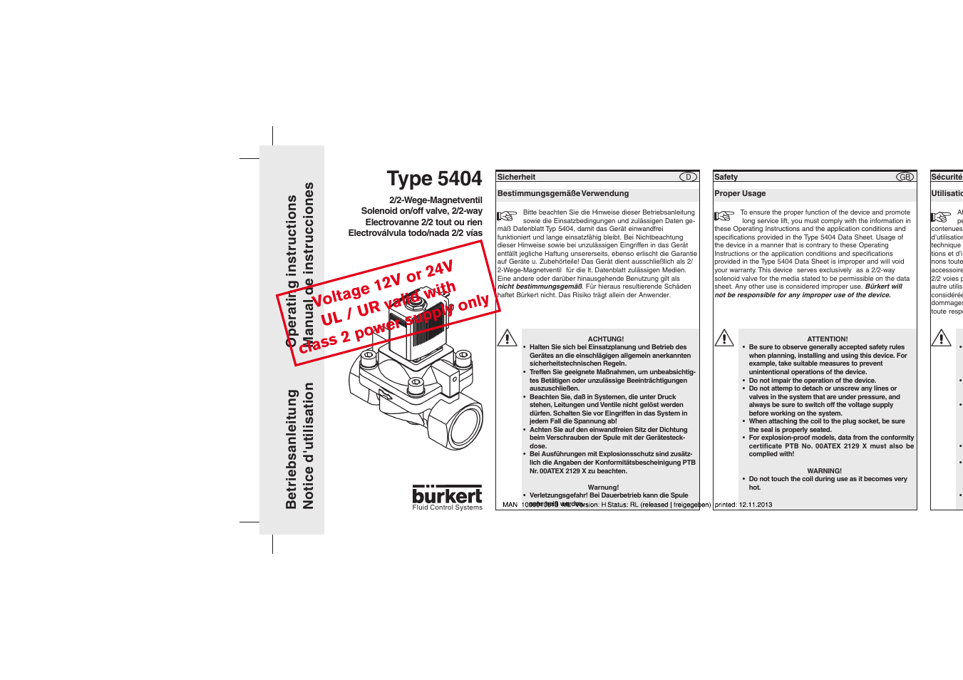 Burkert Type 5404 User Manual | 6 pages