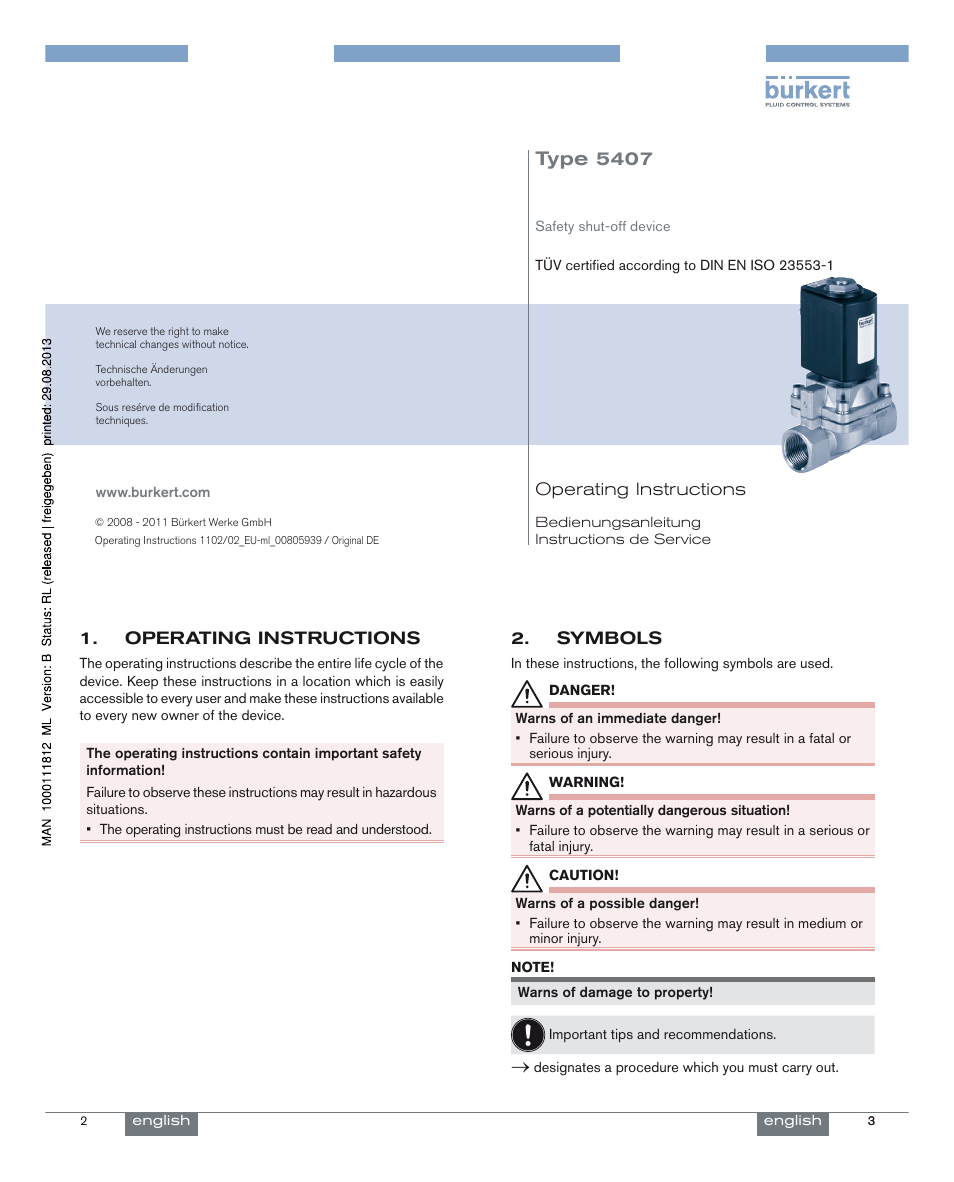 Burkert Type 5407 User Manual | 18 pages