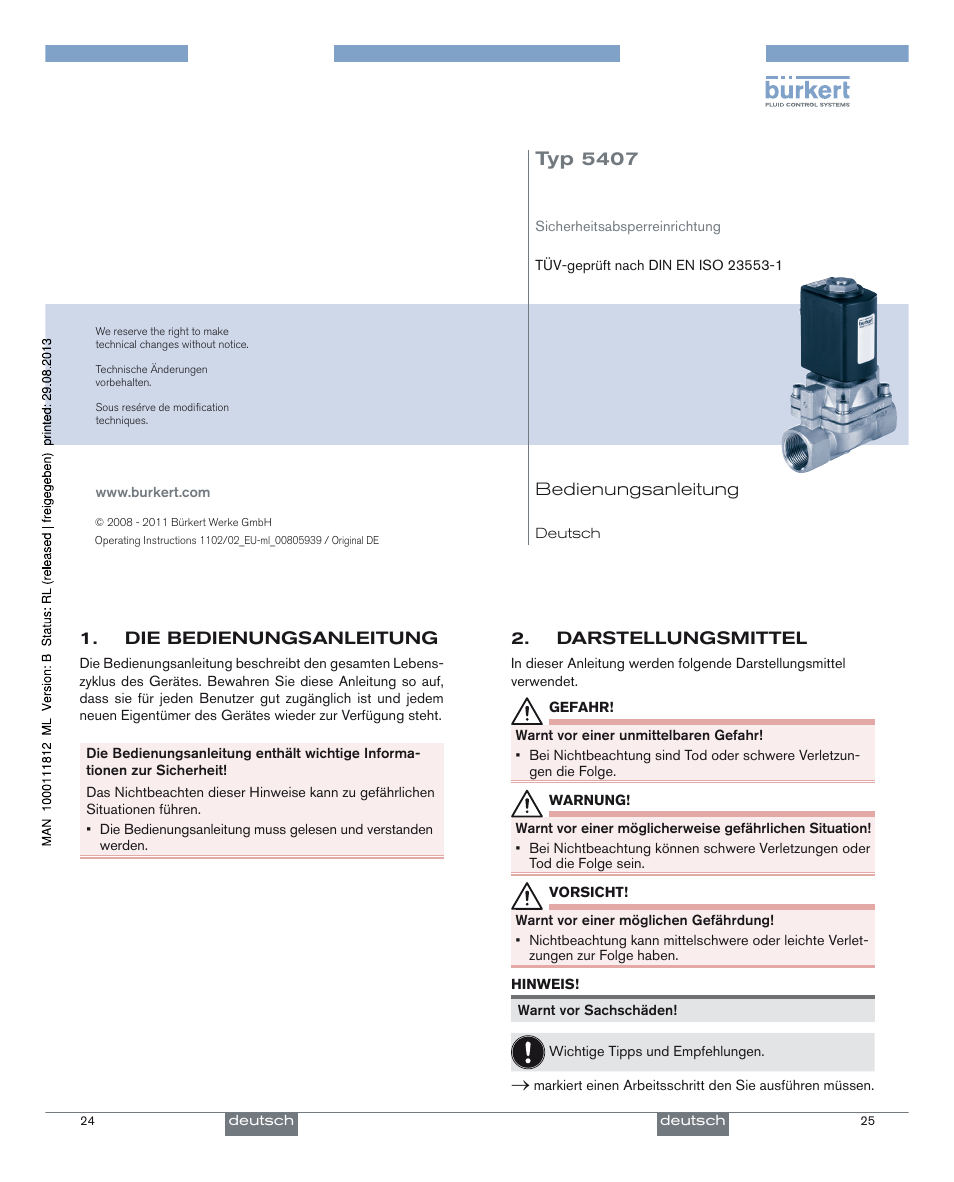 Typ 5407 | Burkert Type 5407 User Manual | Page 7 / 18
