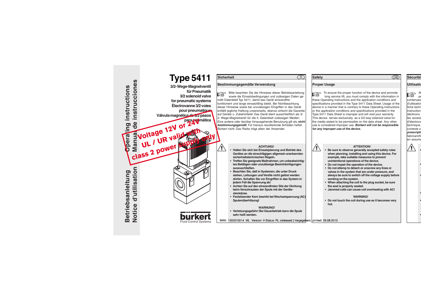 Burkert Type 5411 User Manual | 6 pages