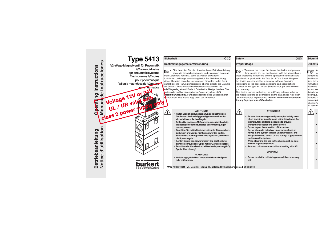 Burkert Type 5413 User Manual | 6 pages