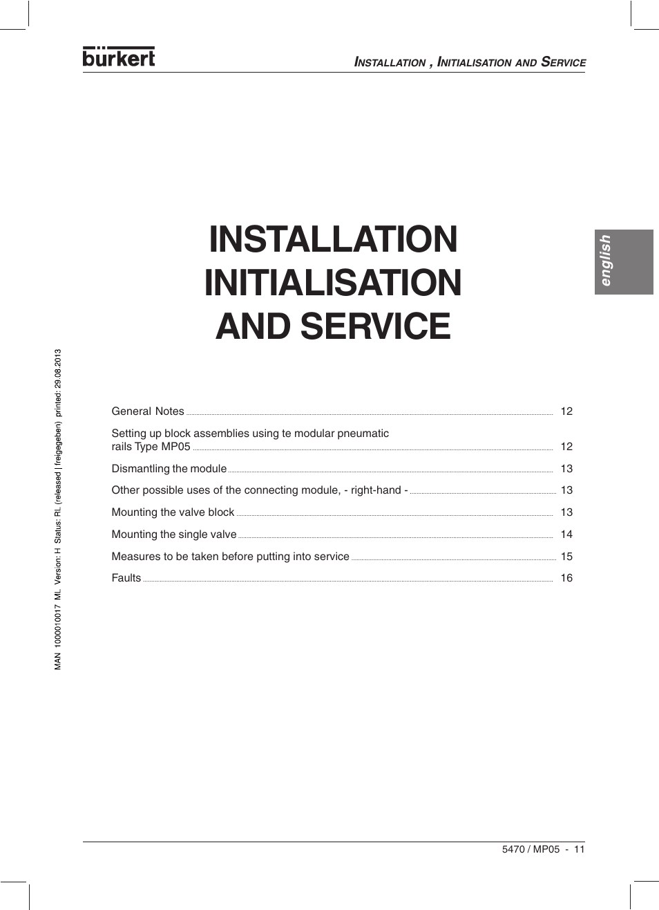 Installation initialisation and service | Burkert Type 5470 User Manual | Page 13 / 56