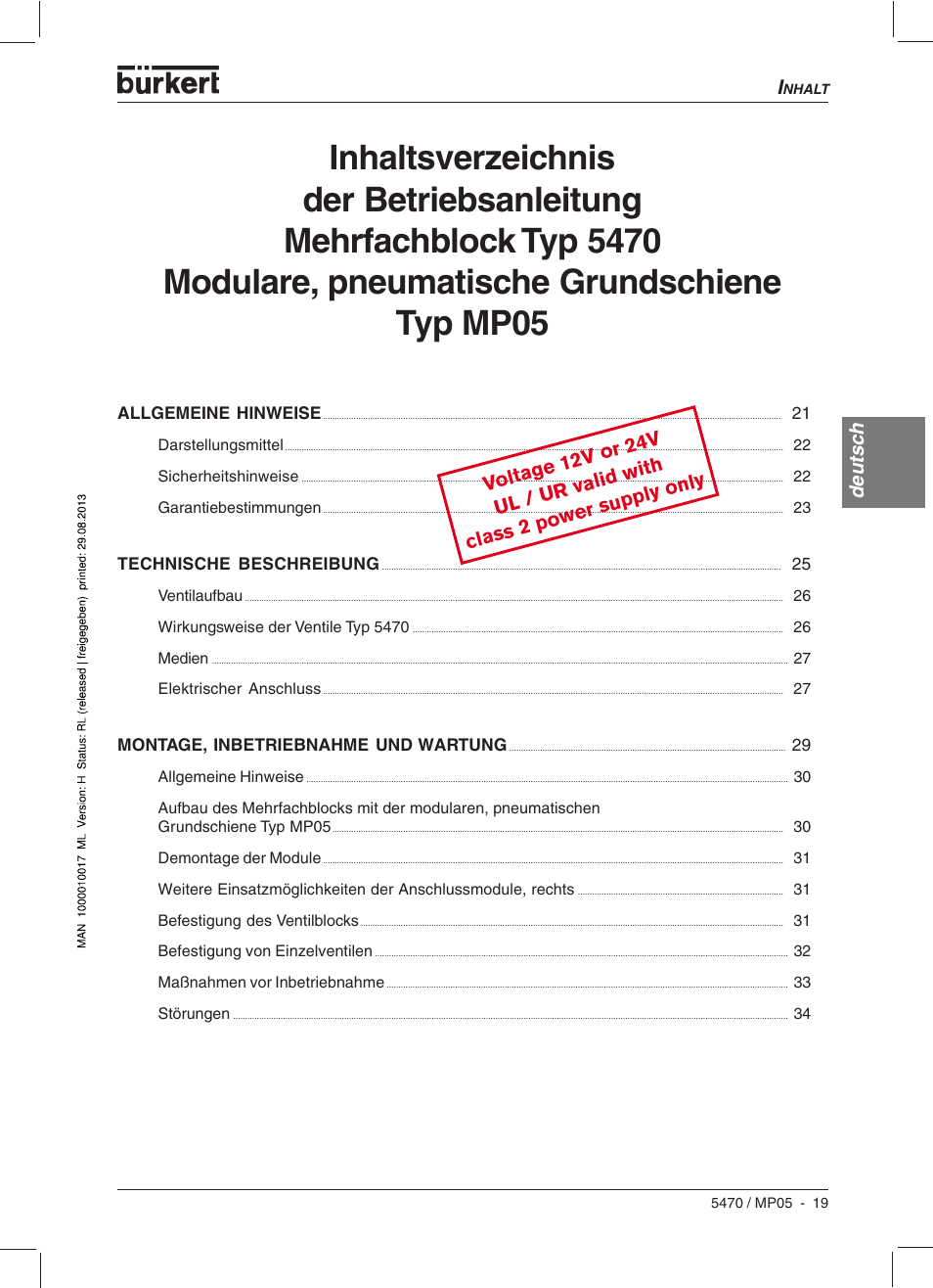 Deutsc h deutsc h | Burkert Type 5470 User Manual | Page 21 / 56