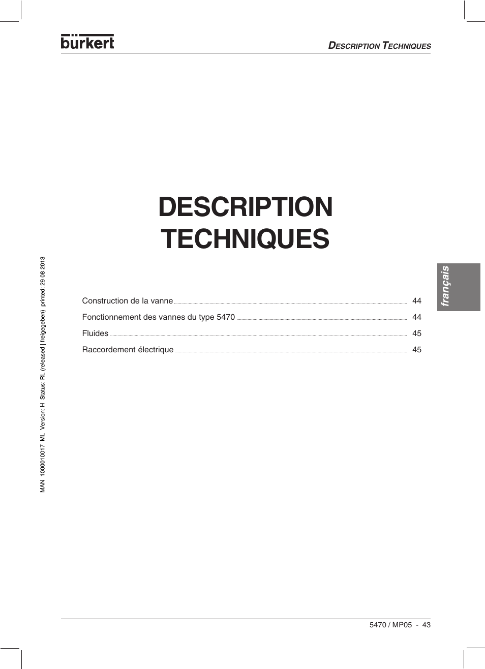 Description techniques | Burkert Type 5470 User Manual | Page 45 / 56