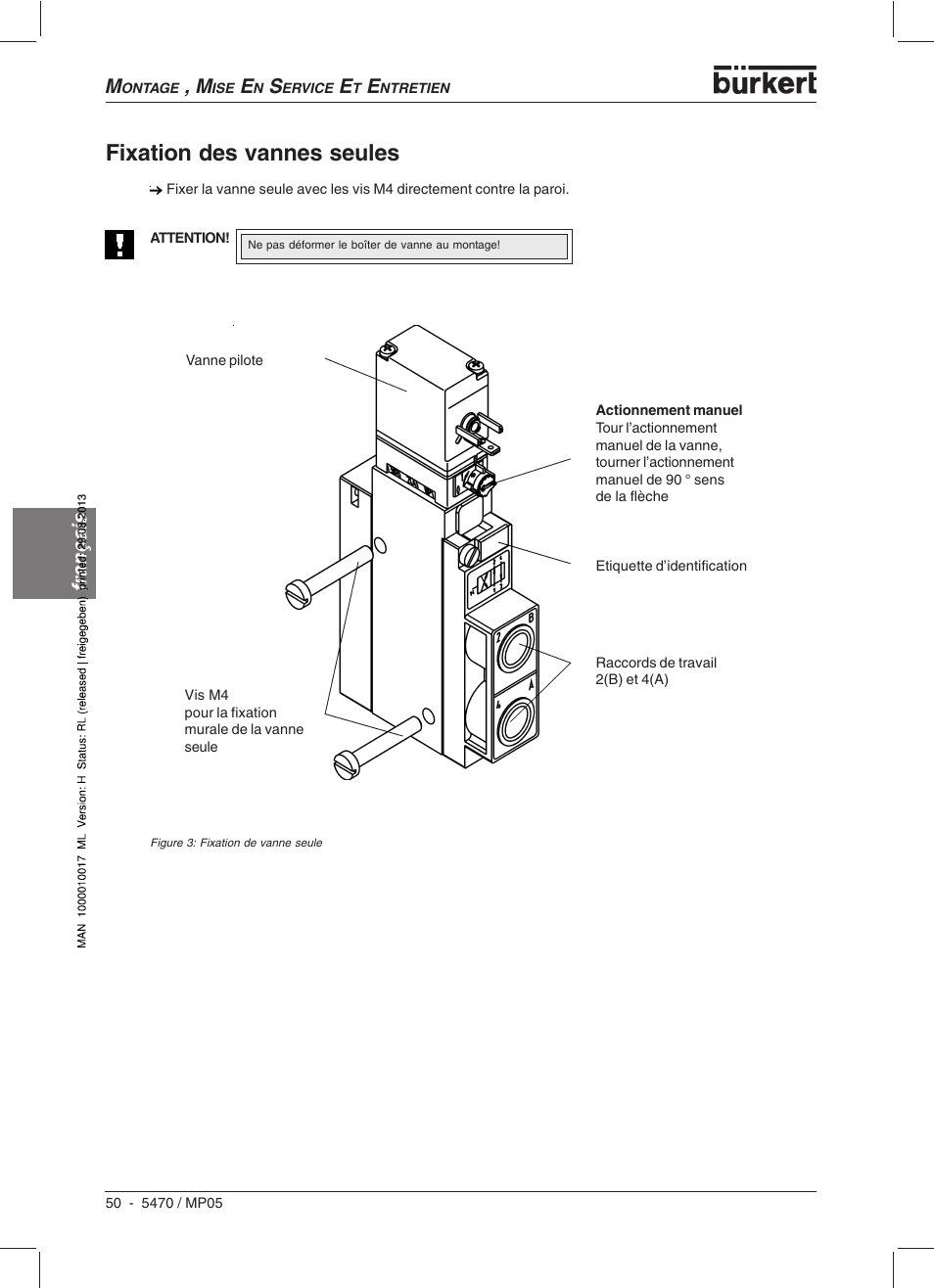 Fixation des vannes seules, Français | Burkert Type 5470 User Manual | Page 52 / 56