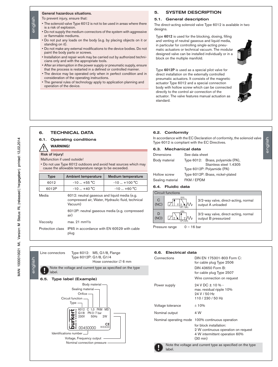 Burkert Type 6012 User Manual | Page 2 / 12