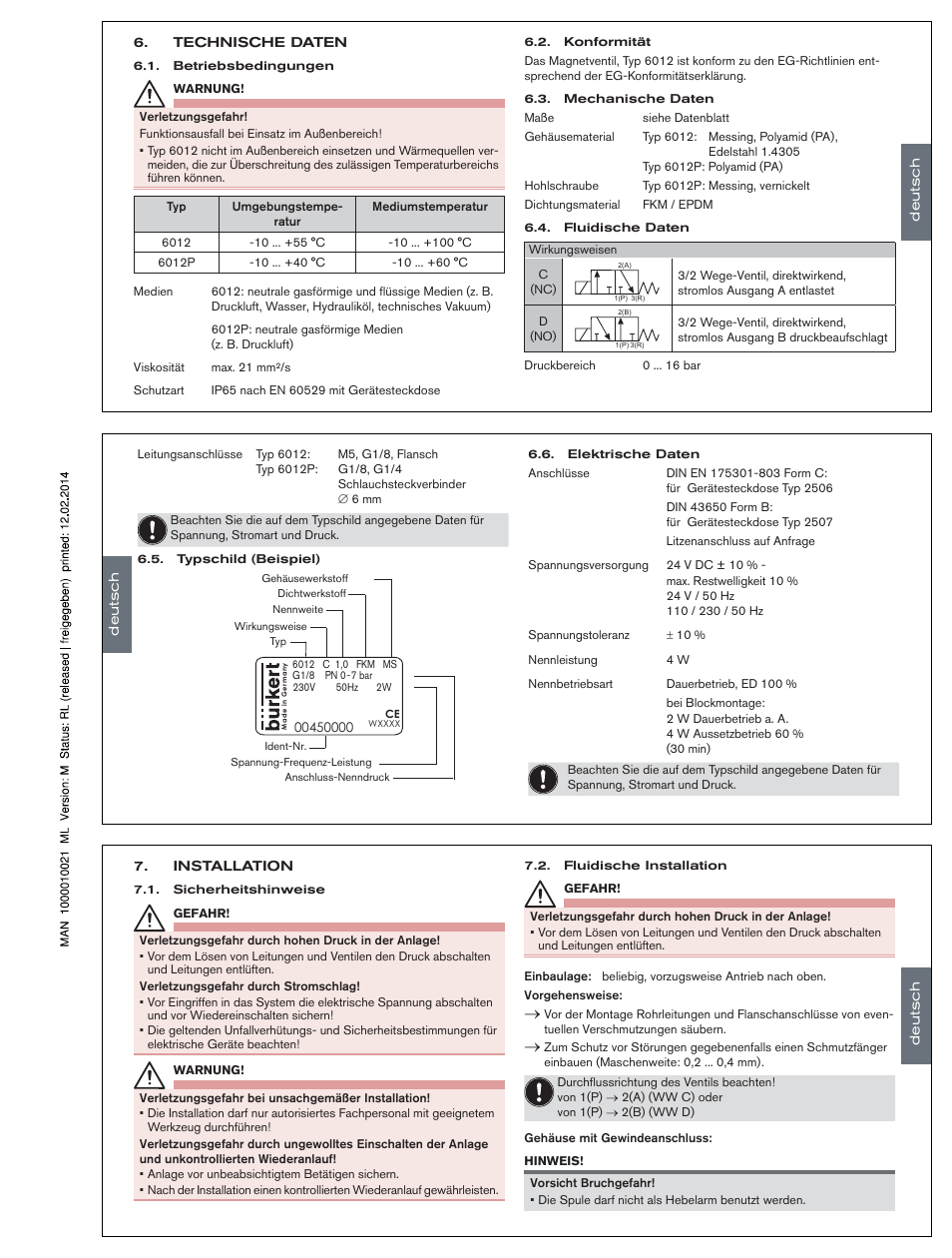 Burkert Type 6012 User Manual | Page 6 / 12