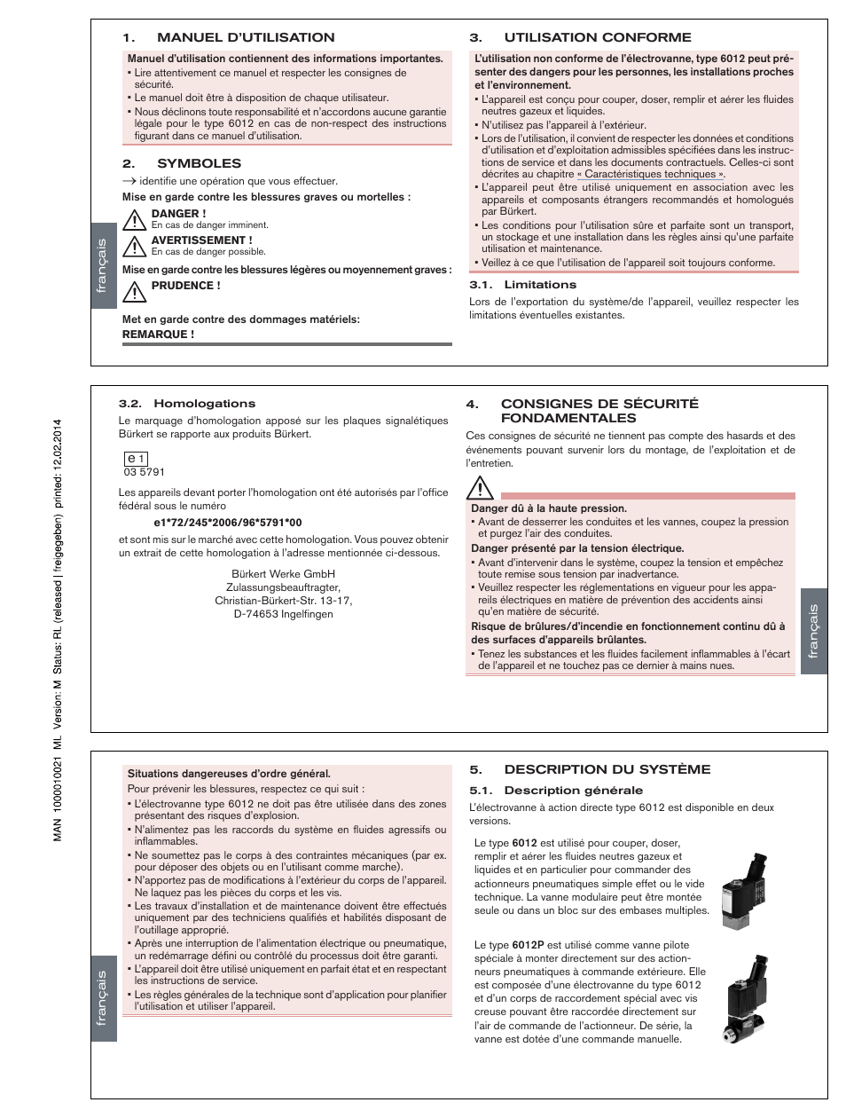 Francais | Burkert Type 6012 User Manual | Page 9 / 12