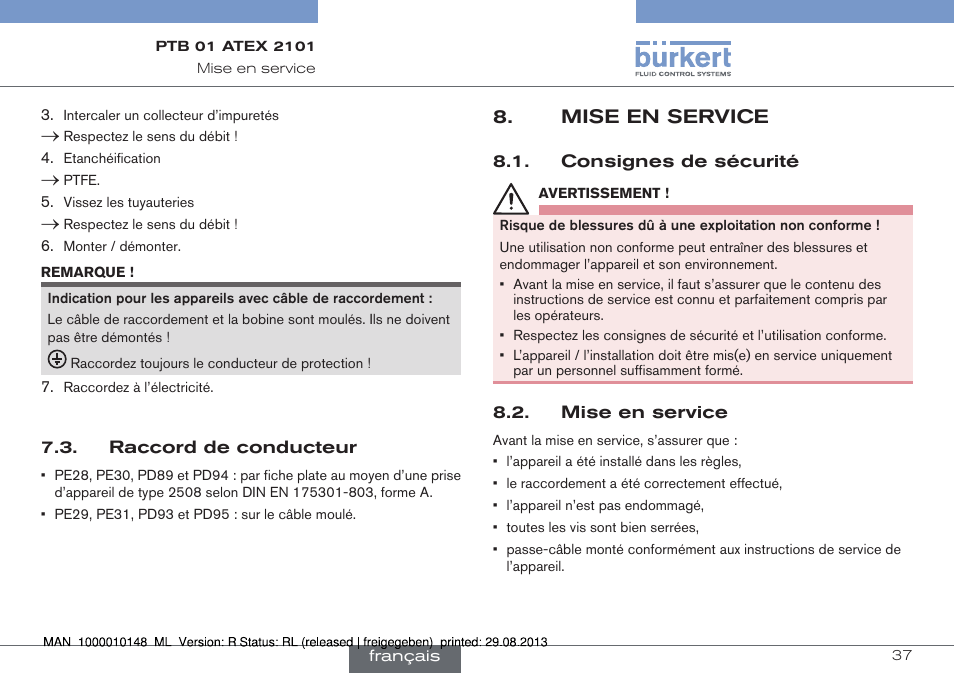 Burkert Type 6013 User Manual | Page 37 / 40