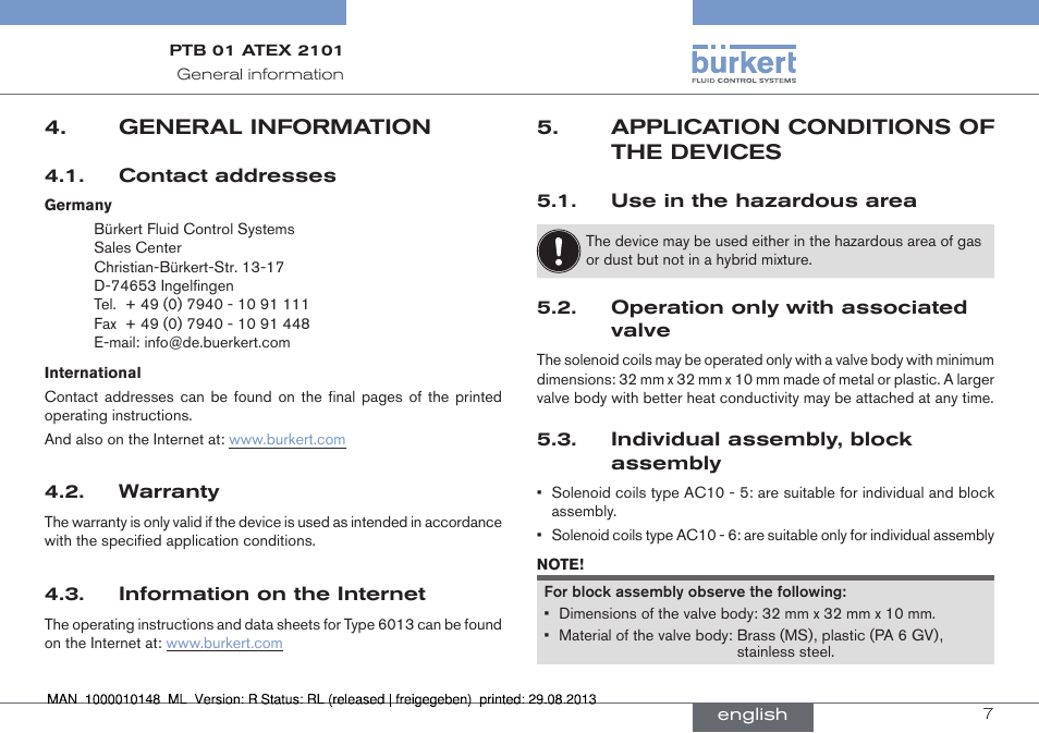 Burkert Type 6013 User Manual | Page 7 / 40