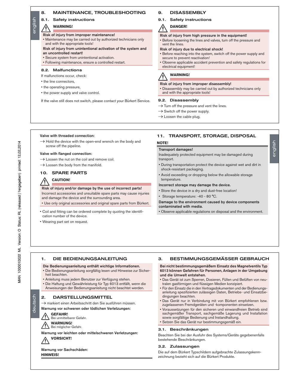 Deutsch | Burkert Type 6013 User Manual | Page 4 / 11