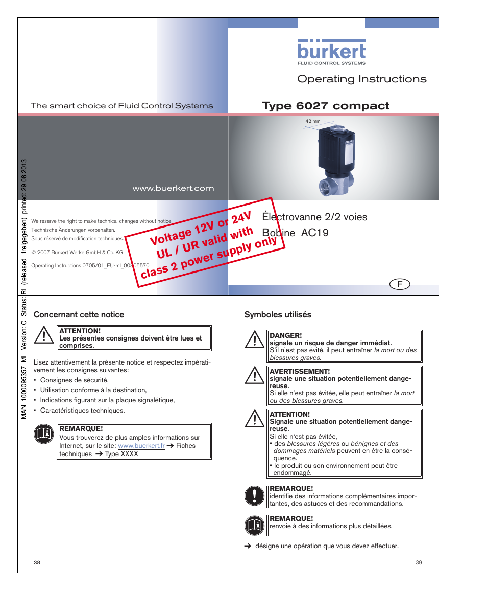 Operating instructions | Burkert Type 6027 User Manual | Page 11 / 15