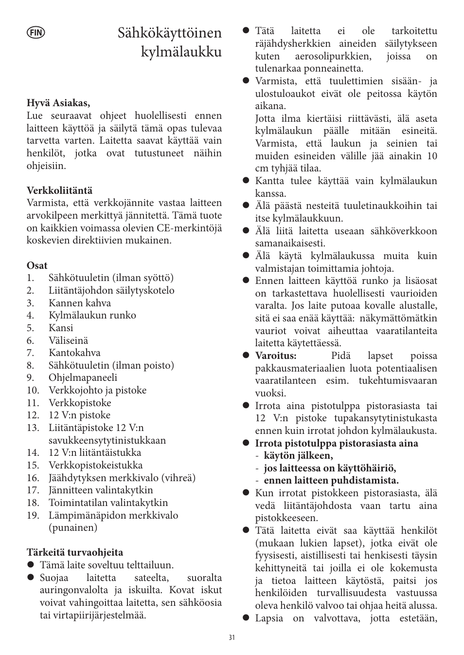 Sähkökäyttöinen kylmälaukku | SEVERIN KB 2921 User Manual | Page 31 / 50