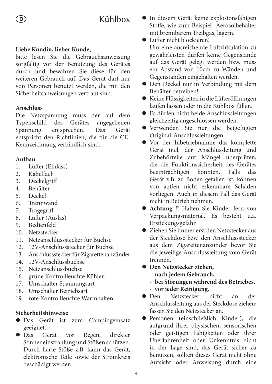 Kühlbox | SEVERIN KB 2921 User Manual | Page 4 / 50