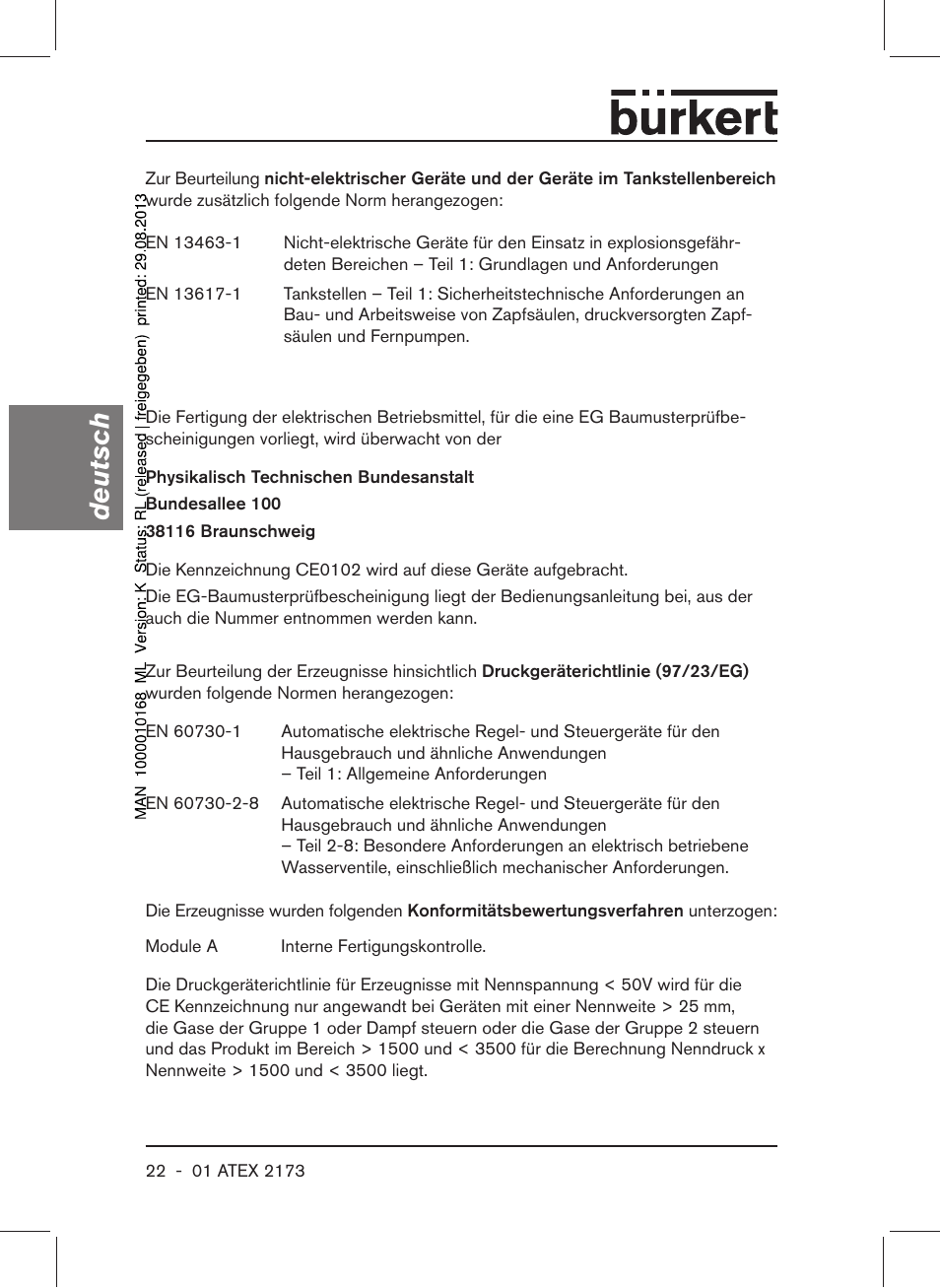 Deutsch | Burkert Type 6104 User Manual | Page 22 / 64