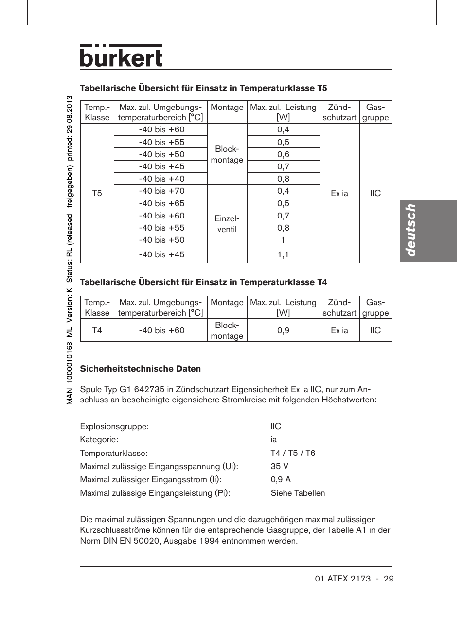 Deutsch | Burkert Type 6104 User Manual | Page 29 / 64