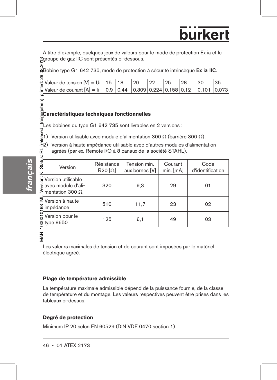 Français | Burkert Type 6104 User Manual | Page 46 / 64