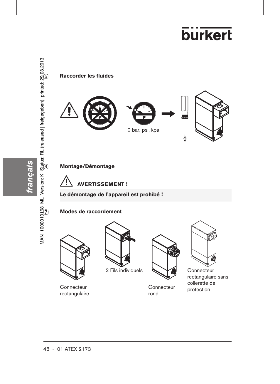 Français | Burkert Type 6104 User Manual | Page 48 / 64