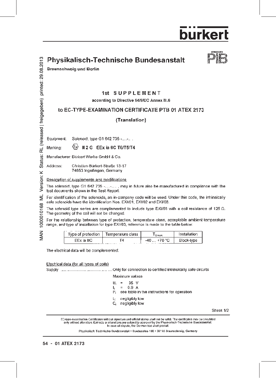 Burkert Type 6104 User Manual | Page 54 / 64
