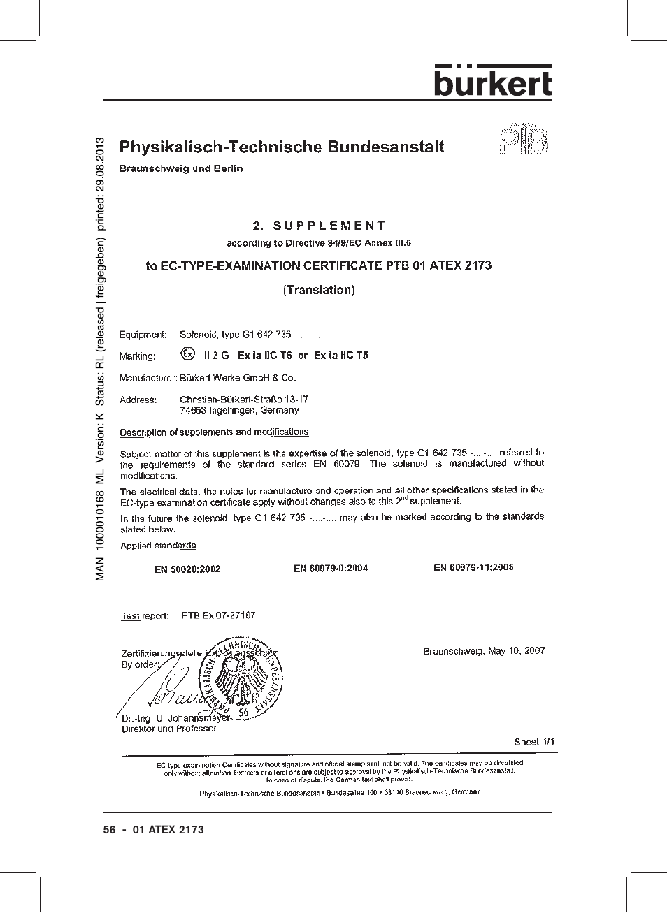 Burkert Type 6104 User Manual | Page 56 / 64