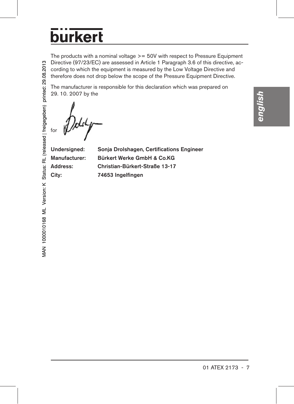 English | Burkert Type 6104 User Manual | Page 7 / 64