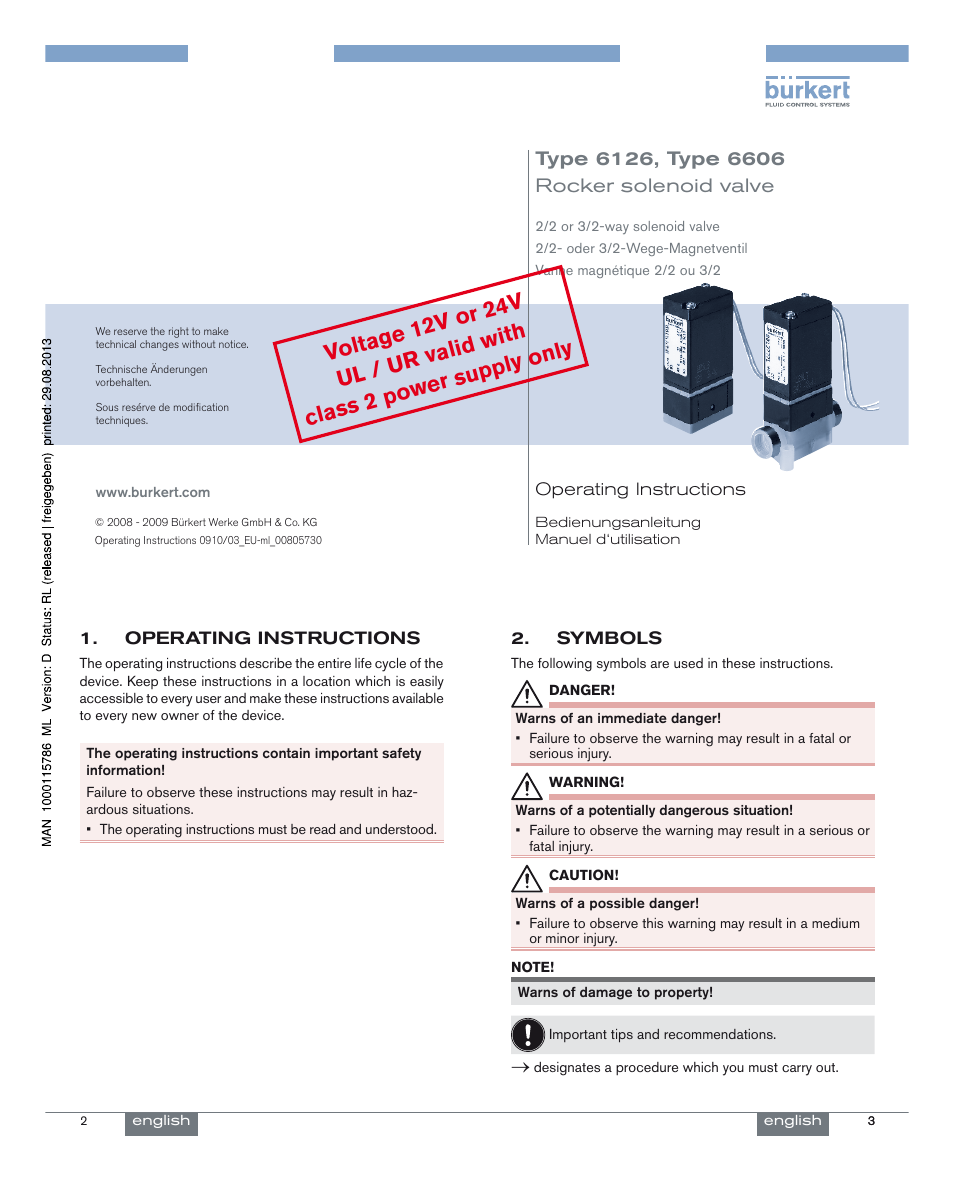 Burkert Type 6606 User Manual | 27 pages